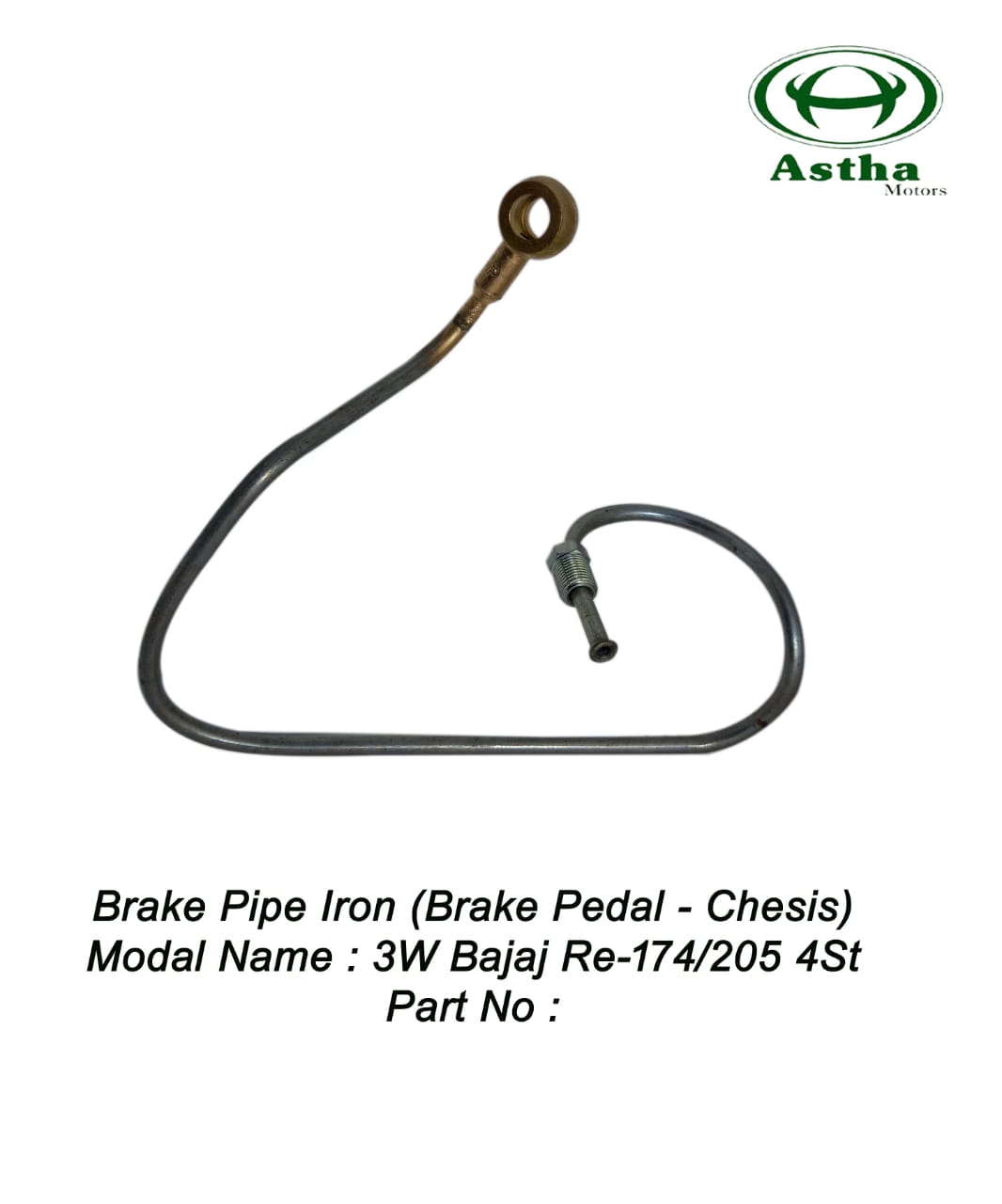 Pipe Iron Brake Pipe Front 3W Bajaj 4st N/M